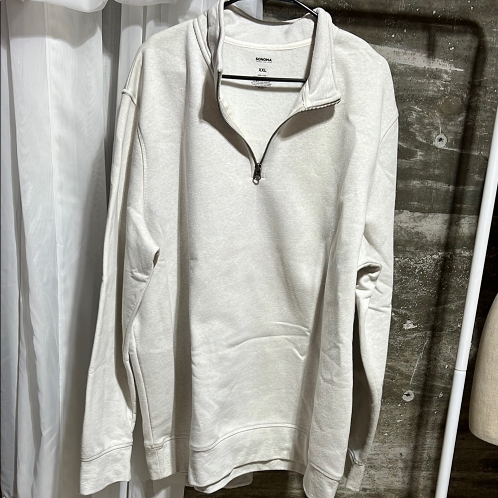 Men's Cream Quarter-Zip Sweater